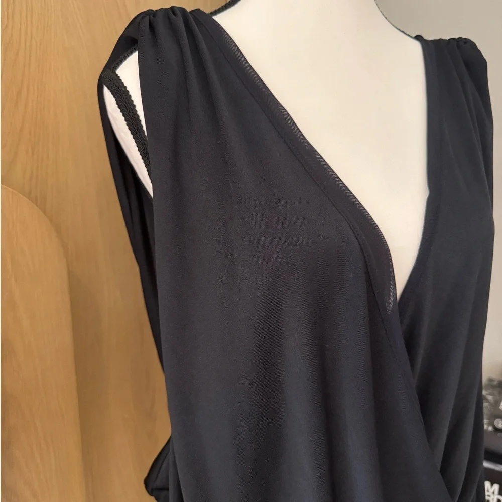 Free People Black Sleeveless Drape Bodysuit - L - Picture 2 of 8